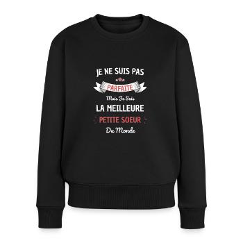 Meilleure petite soeur du monde ! meilleure soeur - Pull Premium bio Femme - noir - Devant - Julia (174cm)