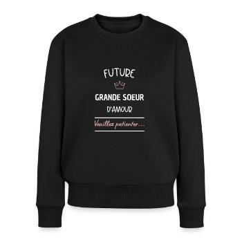 Future grande soeur d'amour ! Cadeau grande soeur - Pull Premium bio Femme - noir - Devant - Julia (174cm)