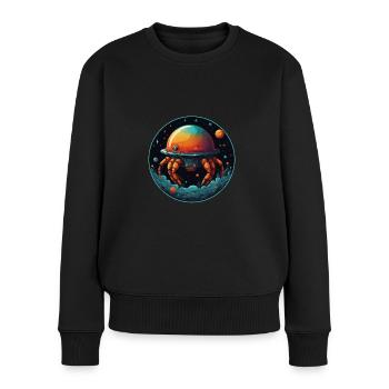 Fantasievolles skurriles Krabben Raumschiff - Frauen Premium Bio Pullover - Schwarz - Vorne - Julia (174cm)