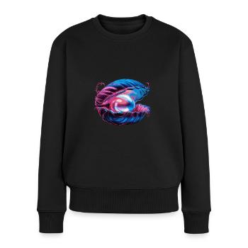Muschel mit einer Perle für einen Strandmuschel - Frauen Premium Bio Pullover - Schwarz - Vorne - Julia (174cm)