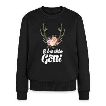 Beste Gotti beschte Gotti Schweiz Patentante Patin - Frauen Premium Bio Pullover - Schwarz - Vorne - Julia (174cm)