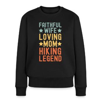 Femme Mère Randonnée Légende Rétro Vintage - Pull Premium bio Femme - noir - Devant - Julia (174cm)