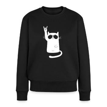 Metal Katze - Frauen Premium Bio Pullover - Schwarz - Vorne - Julia (174cm)