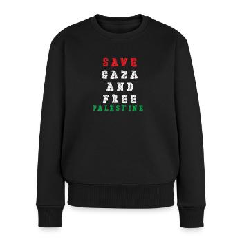 Save Gaza and Free Palestine - Frauen Premium Bio Pullover - Schwarz - Vorne - Julia (174cm)