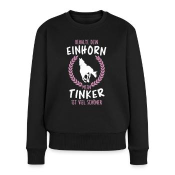 Mein Tinker ist viel Schöner Pferd Reiter Geschenk - Frauen Premium Bio Pullover - Schwarz - Vorne - Julia (174cm)