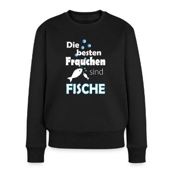 Sternzeichen Fisch Hund Frauchen - Frauen Premium Bio Pullover - Schwarz - Vorne - Julia (174cm)