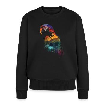 Perroquet Oiseau Ara Nature sauvage - Pull Premium bio Femme - noir - Devant - Julia (174cm)