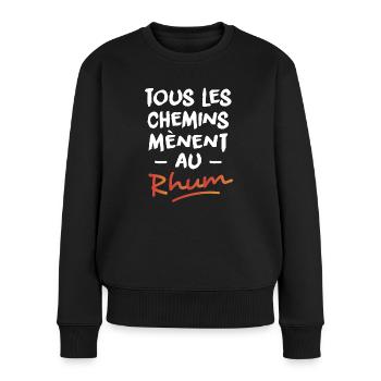 Tous les chemins mènent au rhum - Pull Premium bio Femme - noir - Devant - Julia (174cm)