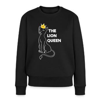 Die feministische Geschenkidee der Königin der Löwenkönigin - Frauen Premium Bio Pullover - Schwarz - Vorne - Julia (174cm)
