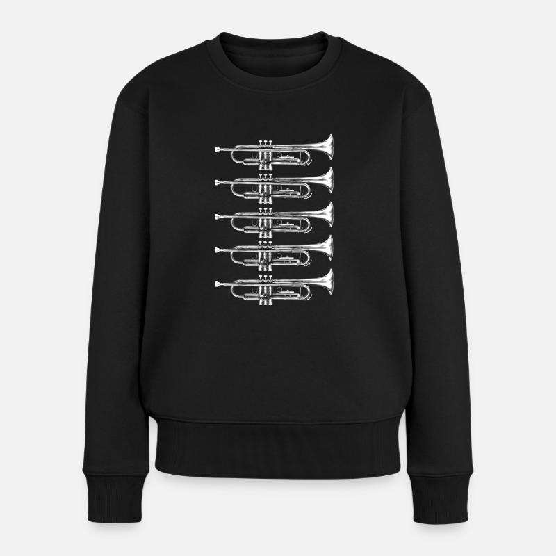 Trompeten - Frauen Premium Bio Pullover - Schwarz