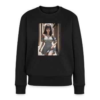Woman in a alley, town,Generated AI - Frauen Premium Bio Pullover - Schwarz - Vorne - Julia (174cm)