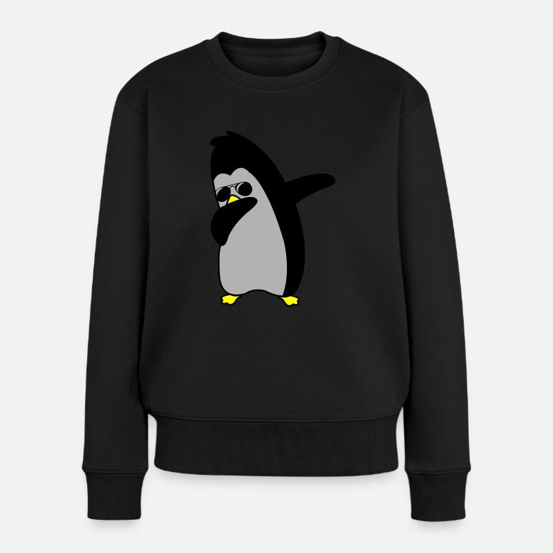 pinguin dabbing 02 - Frauen Premium Bio Pullover - Schwarz
