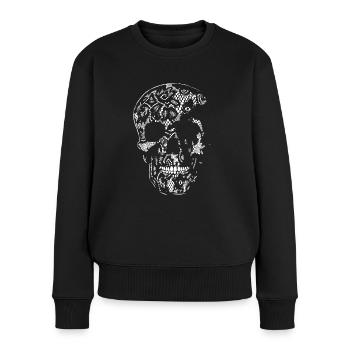 Skull Covered With Lace - white - Frauen Premium Bio Pullover - Schwarz - Vorne - Julia (174cm)