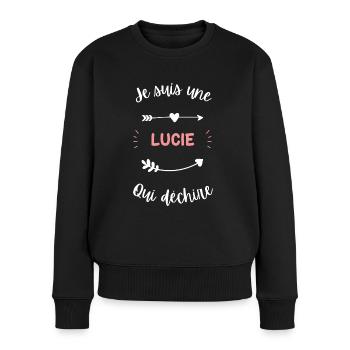 Je suis une Lucie qui déchire - Pull Premium bio Femme - noir - Devant - Julia (174cm)