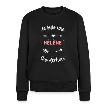 Je suis une Hélène qui déchire - Pull Premium bio Femme - noir - Devant - Julia (174cm)