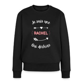 Je suis une Rachel qui déchire - Pull Premium bio Femme - noir - Devant - Julia (174cm)