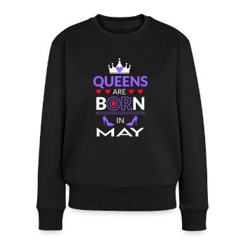 Birthday Queen born in May - Frauen Premium Bio Pullover - Schwarz - Vorne - Julia (174cm)