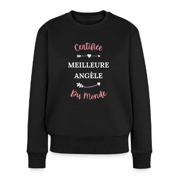 Certifié meilleur angèle du monde - Pull Premium bio Femme - noir - Devant - Julia (174cm)