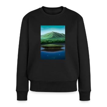 Flying Island Outer Space - Frauen Premium Bio Pullover - Schwarz - Vorne - Julia (174cm)