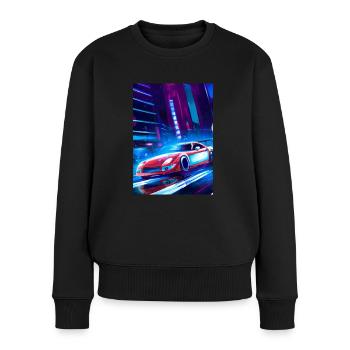Sportwagen in der Großstadt - Frauen Premium Bio Pullover - Schwarz - Vorne - Julia (174cm)