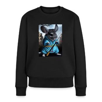 Chinchilla im Ninja-Kostüm - Frauen Premium Bio Pullover - Schwarz - Vorne - Julia (174cm)