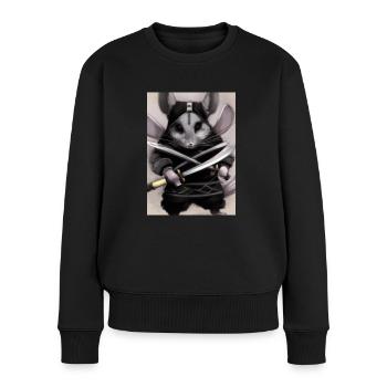 Chinchilla im Ninja-Kostüm - Frauen Premium Bio Pullover - Schwarz - Vorne - Julia (174cm)