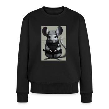 Chinchilla im Ninja-Kostüm - Frauen Premium Bio Pullover - Schwarz - Vorne - Julia (174cm)