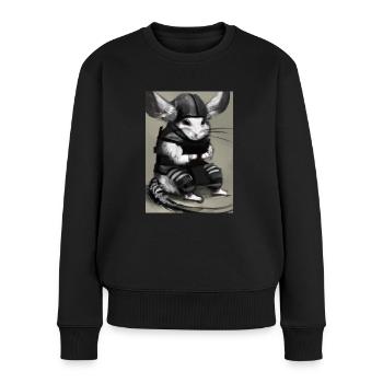 Chinchilla im Ninja-Kostüm - Frauen Premium Bio Pullover - Schwarz - Vorne - Julia (174cm)