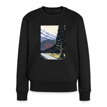 Pfad zu einem Berg - Frauen Premium Bio Pullover - Schwarz - Vorne - Julia (174cm)
