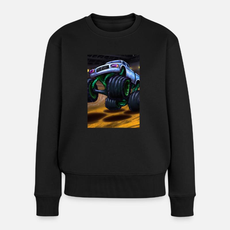 Monstertruck in der Arena - Frauen Premium Bio Pullover - Schwarz
