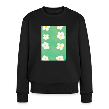 Blumen malen Muster - Frauen Premium Bio Pullover - Schwarz - Vorne - Julia (174cm)