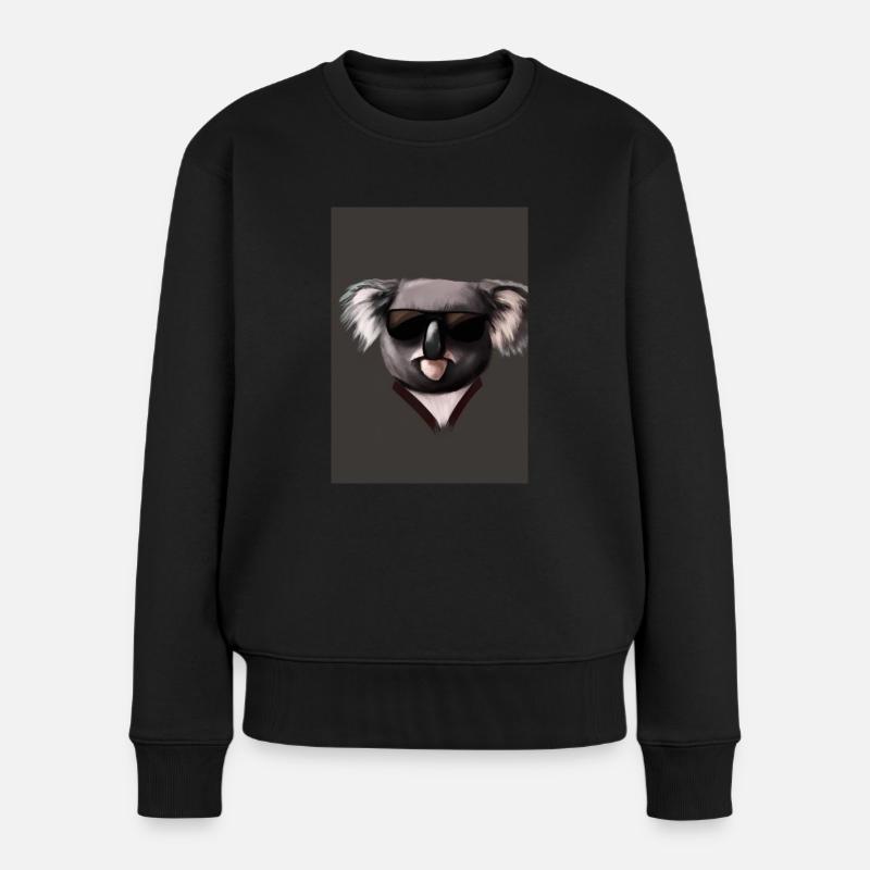 Koala mit Sonnenbrille - Frauen Premium Bio Pullover - Schwarz
