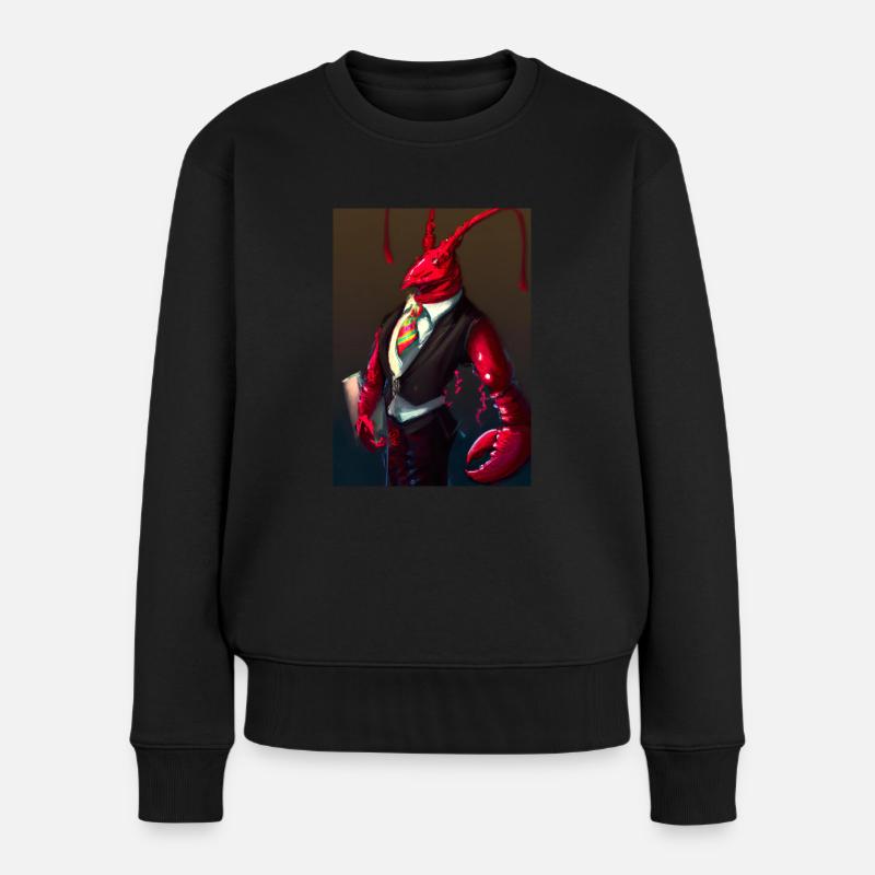 Hummer im Anzug - Frauen Premium Bio Pullover - Schwarz