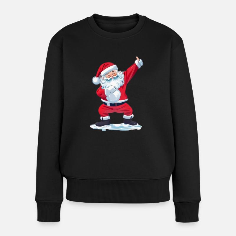 Lustiger Weihnachtsmann-Tupfer - Frauen Premium Bio Pullover - Schwarz