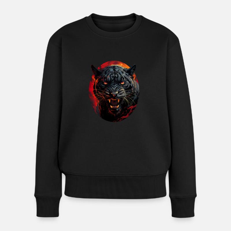 Panther - Frauen Premium Bio Pullover - Schwarz