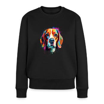 Beagle Colorful - Frauen Premium Bio Pullover - Schwarz - Vorne - Julia (174cm)