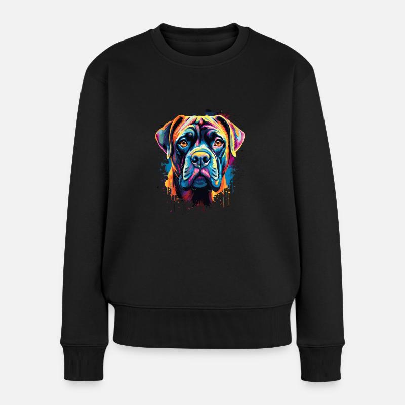 Bullmastiff Colorful - Frauen Premium Bio Pullover - Schwarz