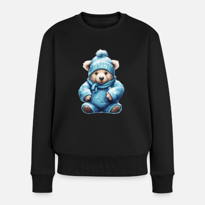 blue teddy 2 - Frauen Premium Bio Pullover - Schwarz