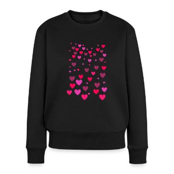 Herzen, Herz,rote herzen, rote Herzen - Frauen Premium Bio Pullover - Schwarz - Vorne - Julia (174cm)