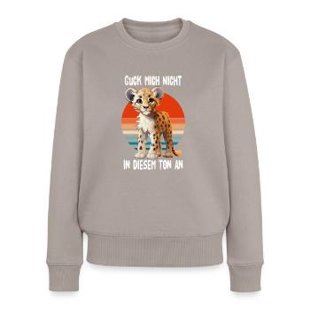 Ne me regarde pas dans ce ton guépard - Pull Premium bio Femme - taupe - Devant - Julia (174cm)