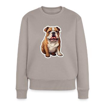 Bulldogge - Frauen Premium Bio Pullover - Taupe - Vorne - Julia (174cm)