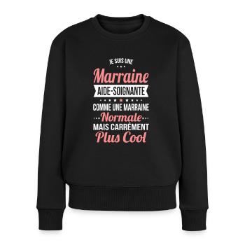 Marraine aide-soignante plus cool - Pull Premium bio Femme - noir - Devant - Julia (174cm)
