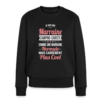 Marraine camping-cariste plus cool - Pull Premium bio Femme - noir - Devant - Julia (174cm)