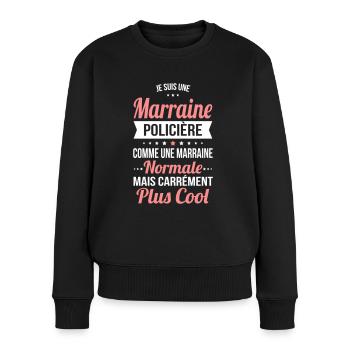 Marraine policière plus cool - Pull Premium bio Femme - noir - Devant - Julia (174cm)