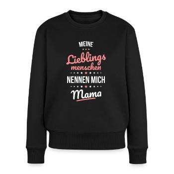 Meine Lieblingsmenschen nennen mich Mama Muttertag - Frauen Premium Bio Pullover - Schwarz - Vorne - Julia (174cm)