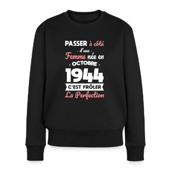 80th birthday - Born in October 1944 - Women's Premium Organic Jumper - black - Front - Julia (174cm)