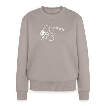 Battre dans l’oreille - Pull Premium bio Femme - taupe - Devant - Julia (174cm)