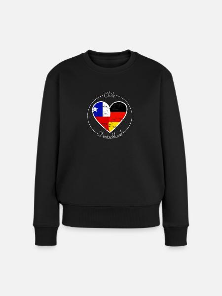 Chile und Deutschland Herz Logo - Frauen Premium Bio Pullover - Schwarz