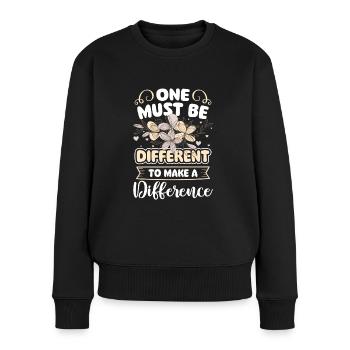 Einzigartig Mensch Besonders - Frauen Premium Bio Pullover - Schwarz - Vorne - Julia (174cm)