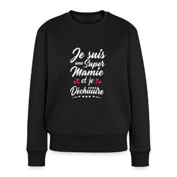 Je suis une super mamie qui déchire - Pull Premium bio Femme - noir - Devant - Julia (174cm)